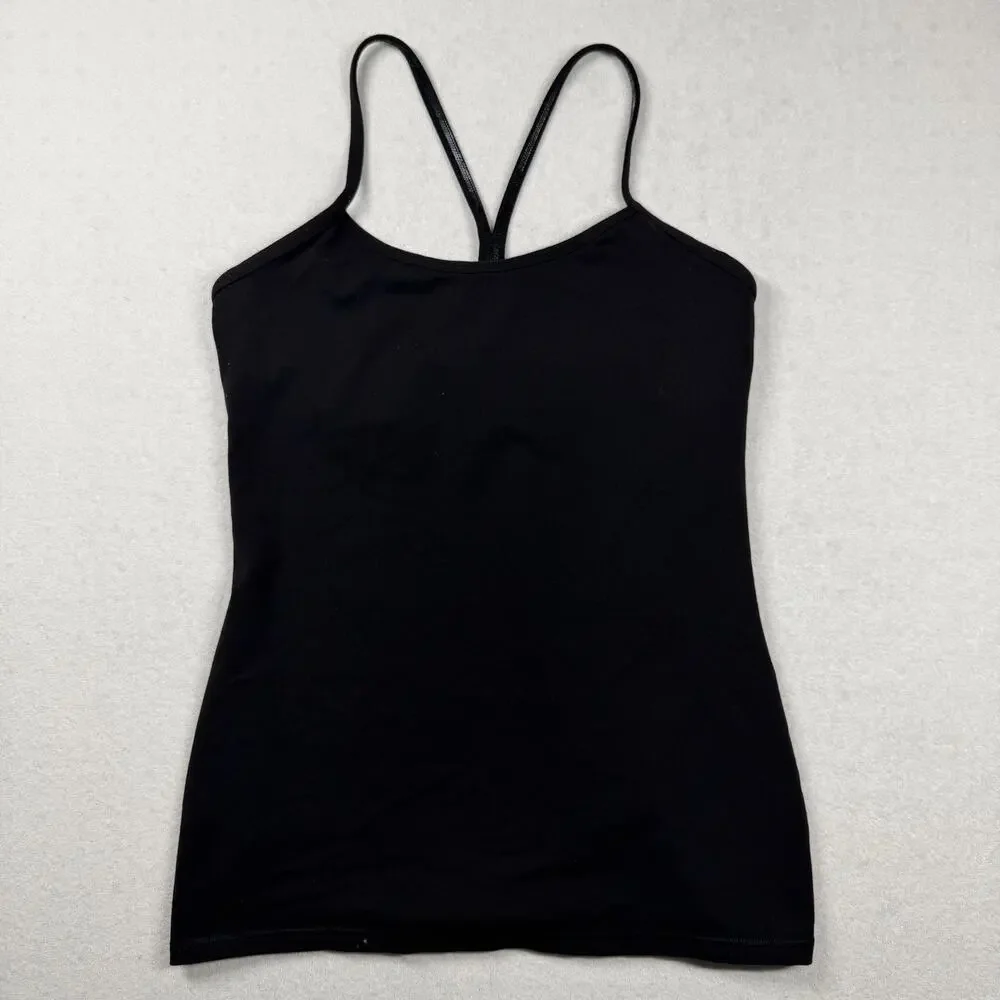 Lululemon Power Y Tank Black Women’s Size 10 Built In Bra Racerback Yoga